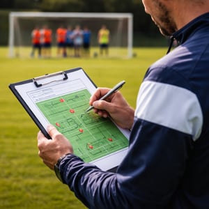 Football Coach Clipboard on Soccer Field-1
