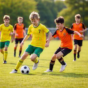 youth as in teenagers football soccer with different colours than red and blue-1