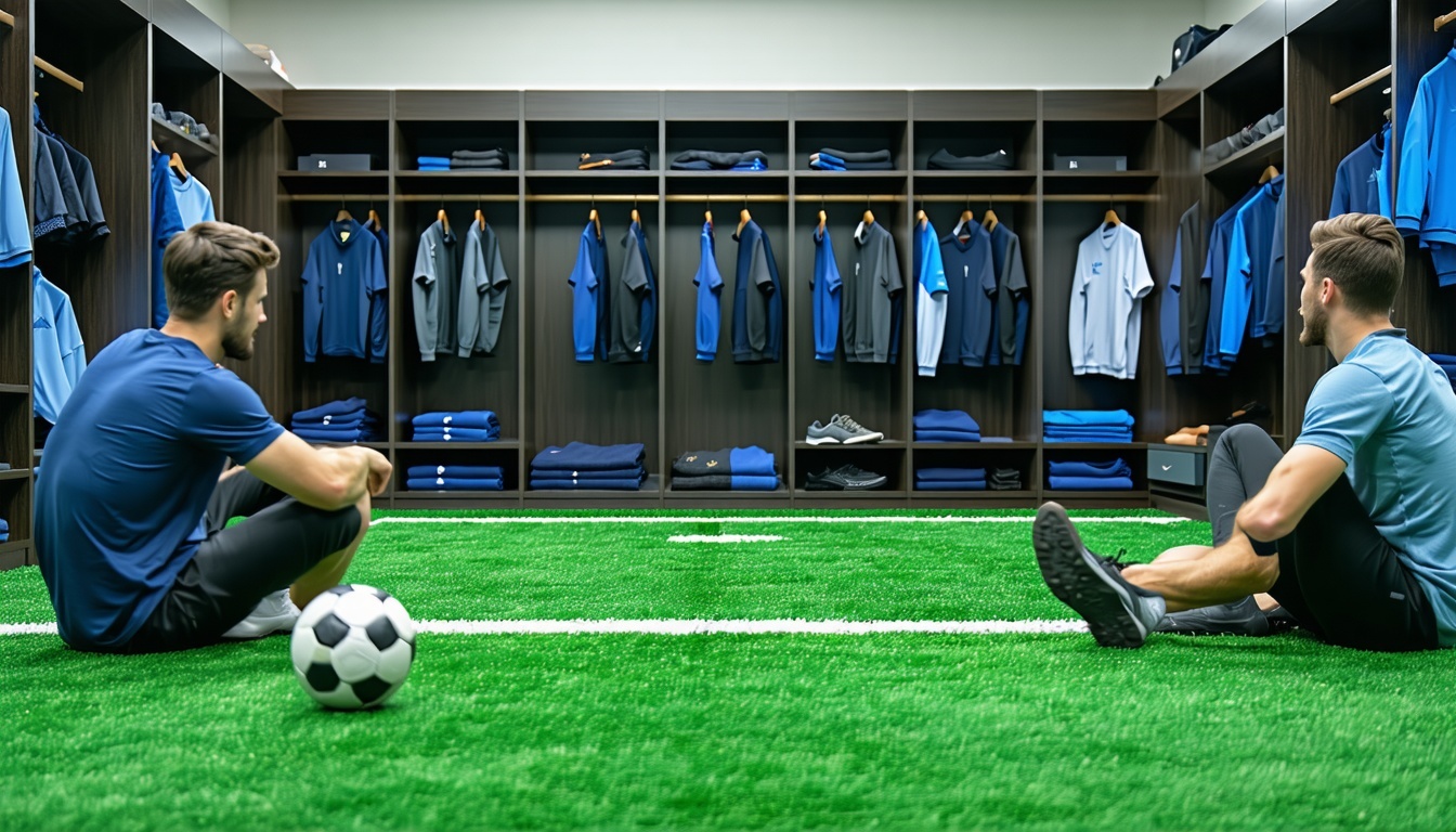 Soccer coaching session in a change room