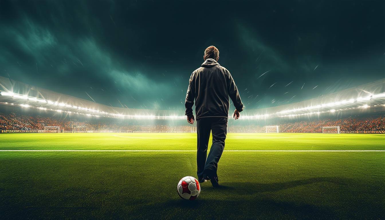 soccer coach on pitch